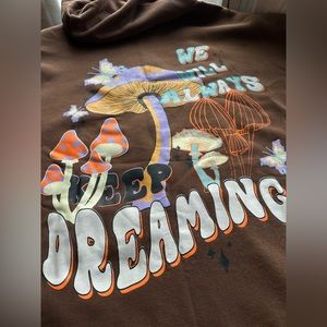 Keep Dreaming Brown Zip Up w/ Word Sleeves